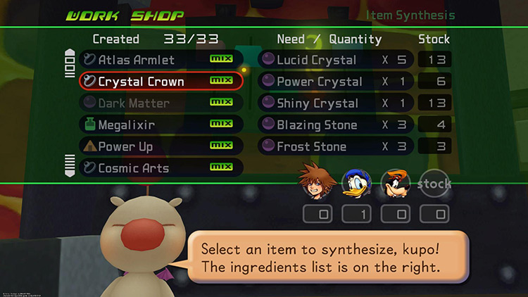 Let’s Make a Crystal Crown, Kupo / Kingdom Hearts 1.5