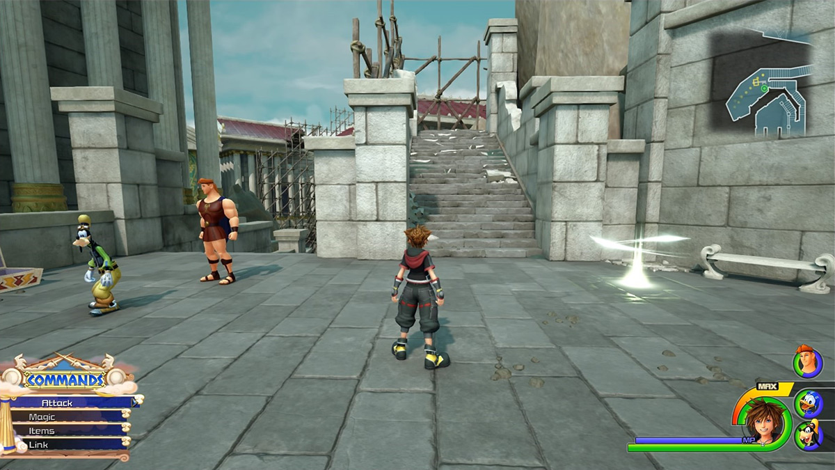 Sora in front of The Overlook save point / Kingdom Hearts 3