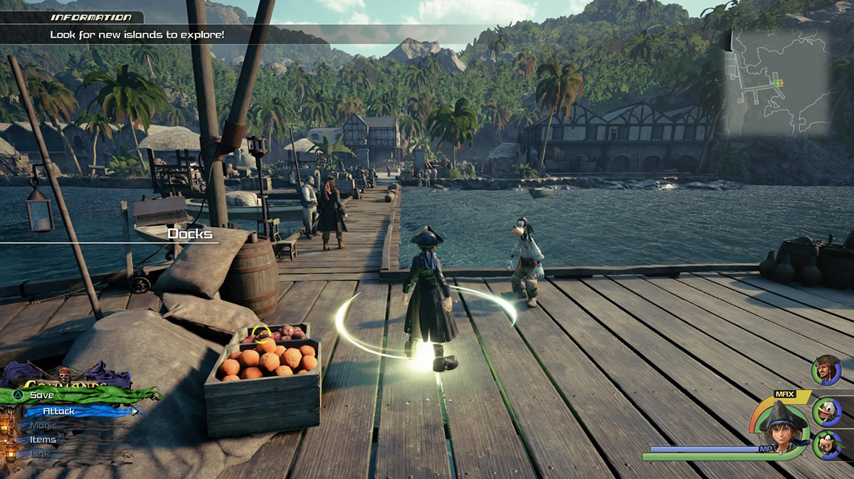 Sora arrives at the Docks save point / Kingdom Hearts 3