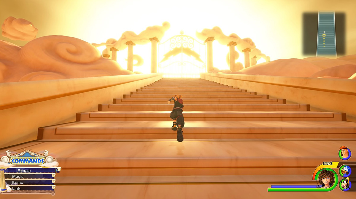 Sora arrives at the gate to The Realm Of The Gods / Kingdom Hearts 3