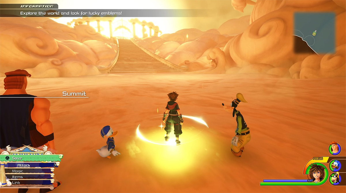 Sora at the Summit save point / Kingdom Hearts 3