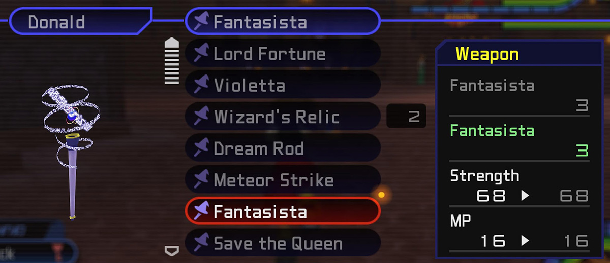 Fantasista staff stats screen