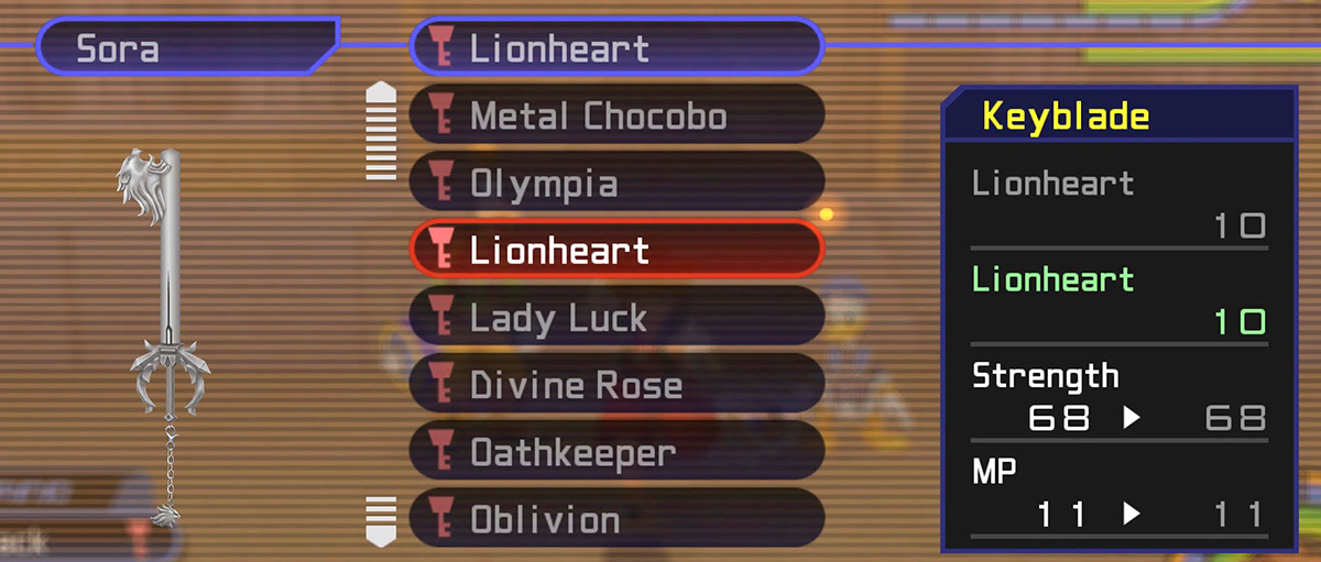 Lionheart Keyblade Stats