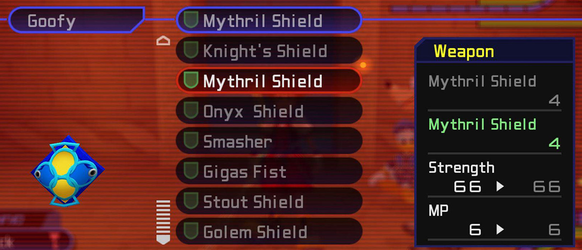 Mythril Shield stats screen