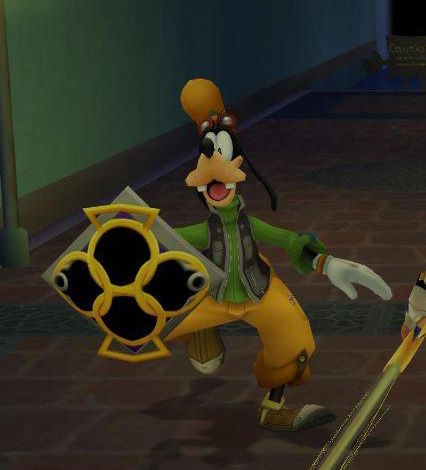 Goofy equipped with the Onyx Shield