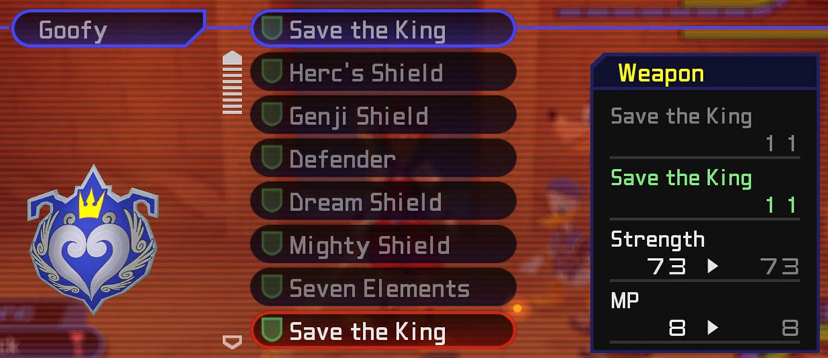 Save the King shield stats