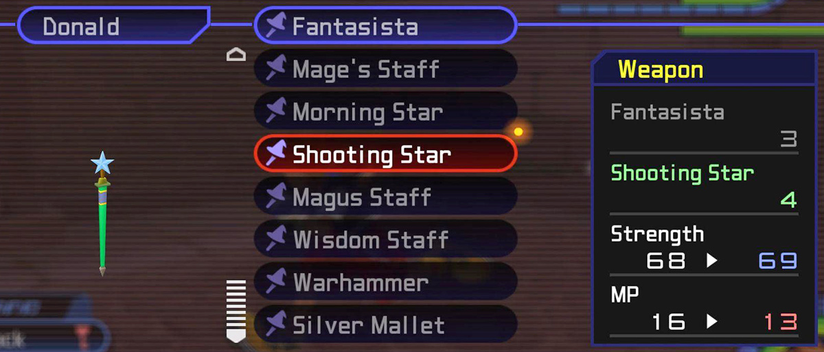 Shooting Star stats screen