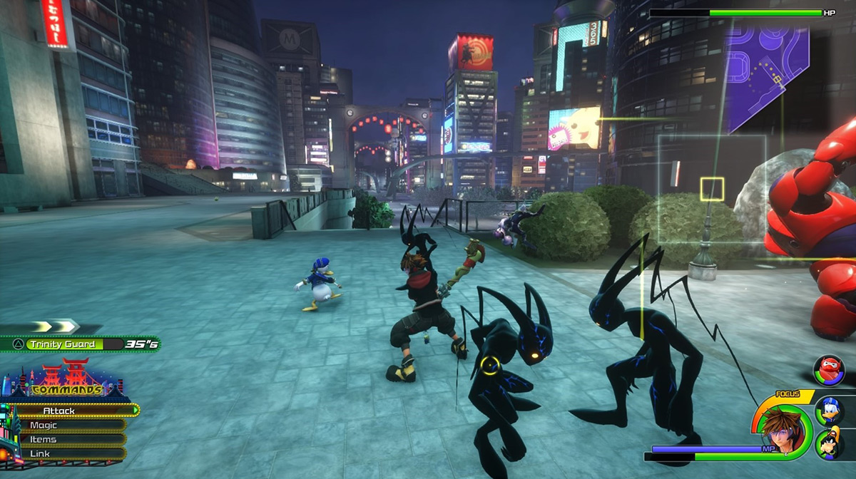 A group of Neoshadows surround Sora / Kingdom Hearts 3