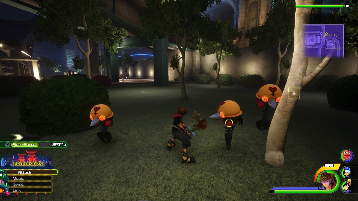 A group of Pogo Shovels surround Sora / Kingdom Hearts 3