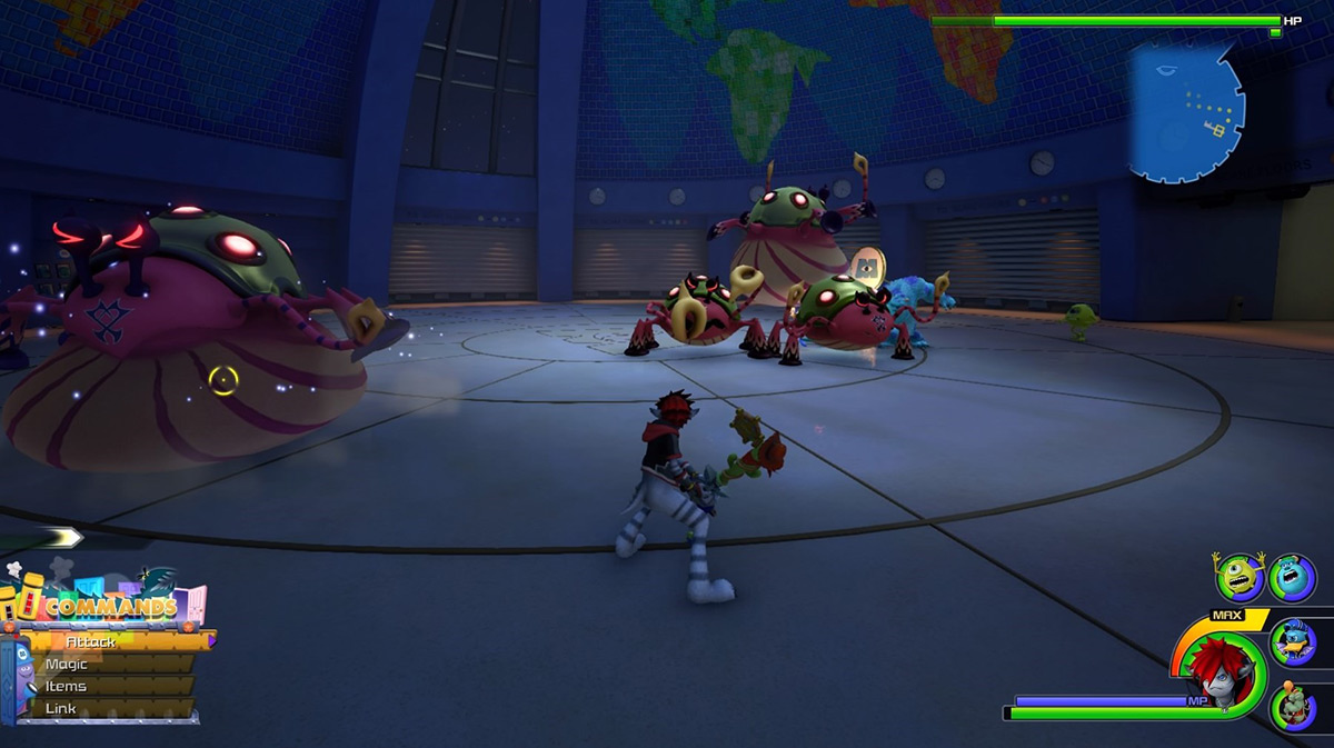 Turtletoads using squash attacks on Sora and friends / Kingdom Hearts 3