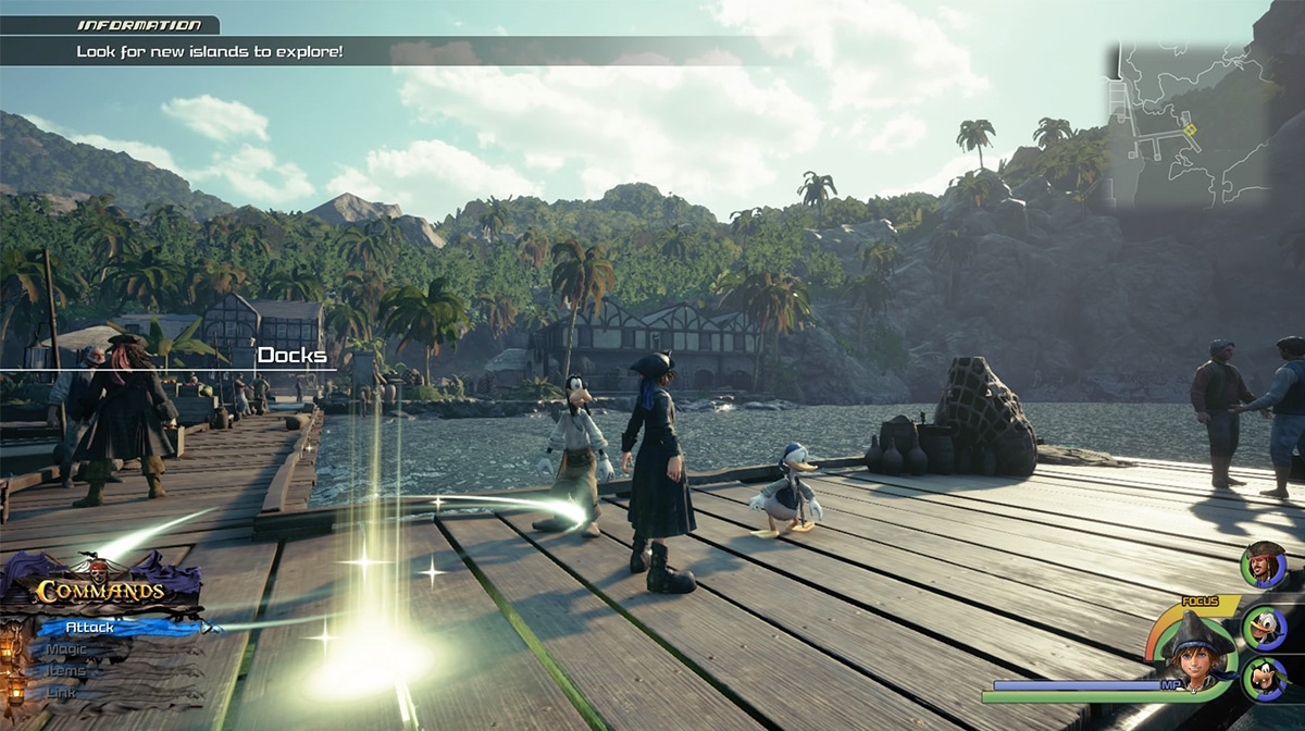 Sora lands at the Docks save point in Port Royal / Kingdom Hearts 3