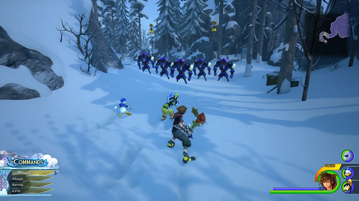 Sora facing a horde of Satyrs / Kingdom Hearts 3