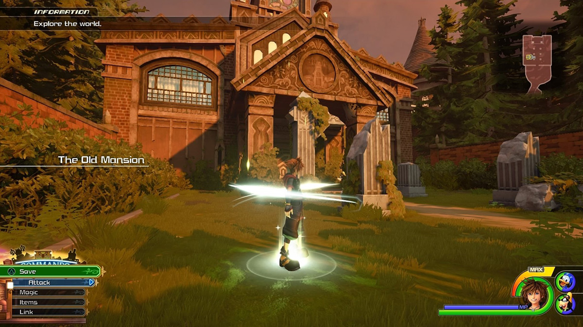 Sora arrives at The Old Mansion save point / Kingdom Hearts 3