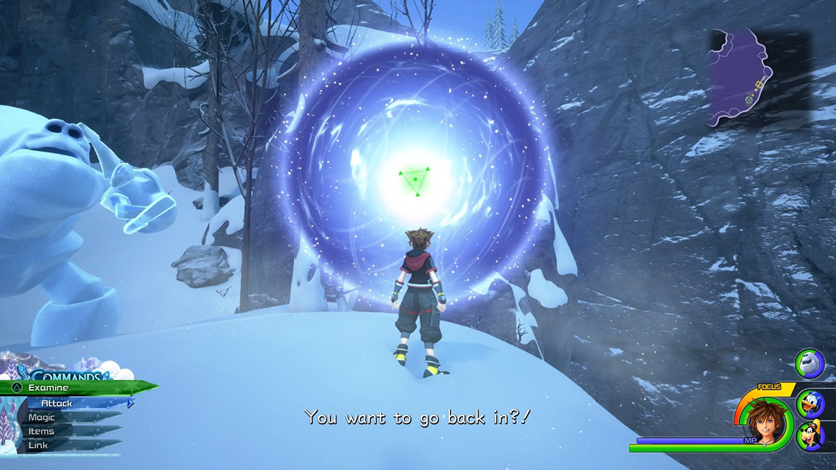 Sora examining the giant blue orb / Kingdom Hearts 3