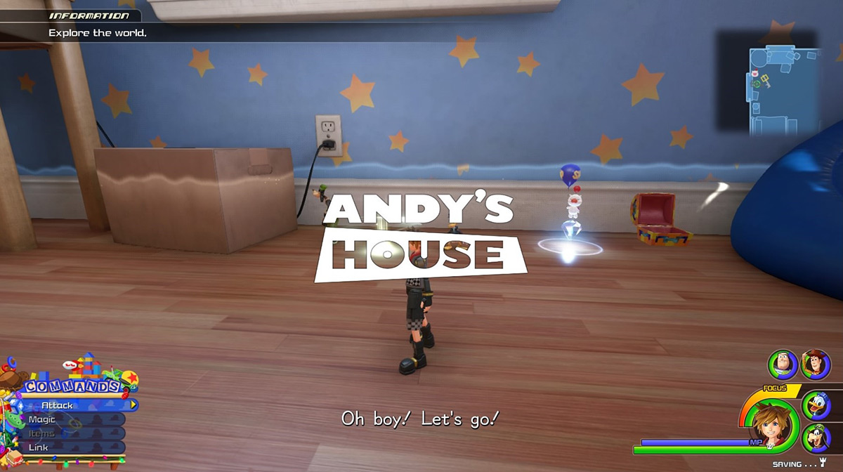 Sora arrives at Andy’s House save point / Kingdom Hearts 3