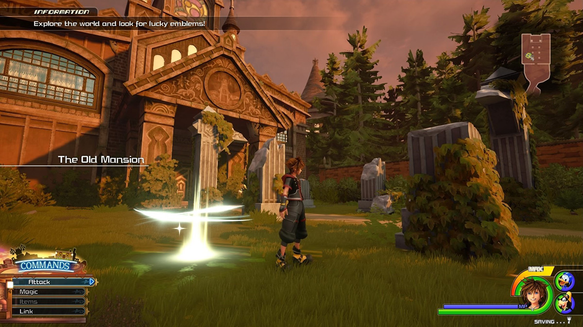 Sora reaches The Old Mansion save point / Kingdom Hearts 3