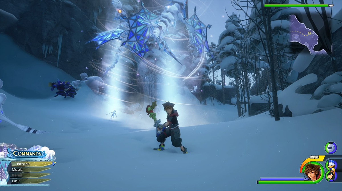 Frost Serpents unleash large tornadoes over Sora / Kingdom Hearts 3