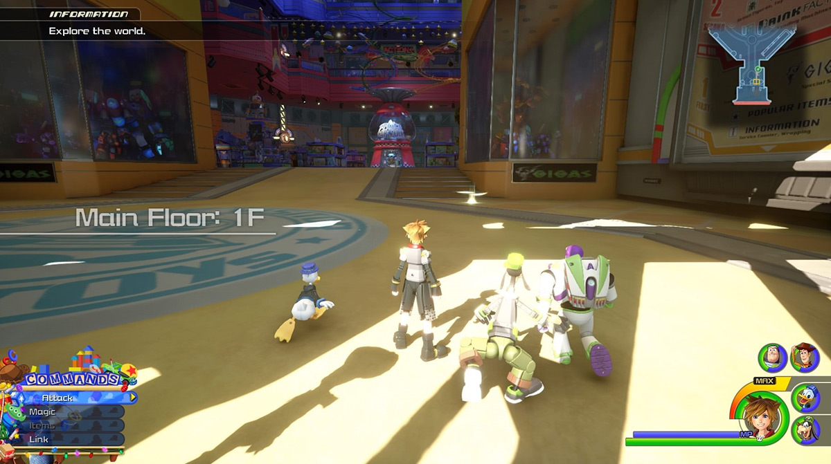 Sora and friends arrive at the Main Floor: 1F save point / Kingdom Hearts 3