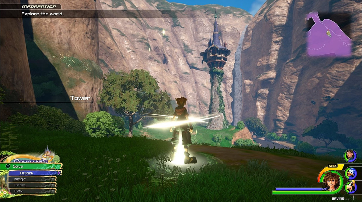 Sora warps in at the Tower save point / Kingdom Hearts 3