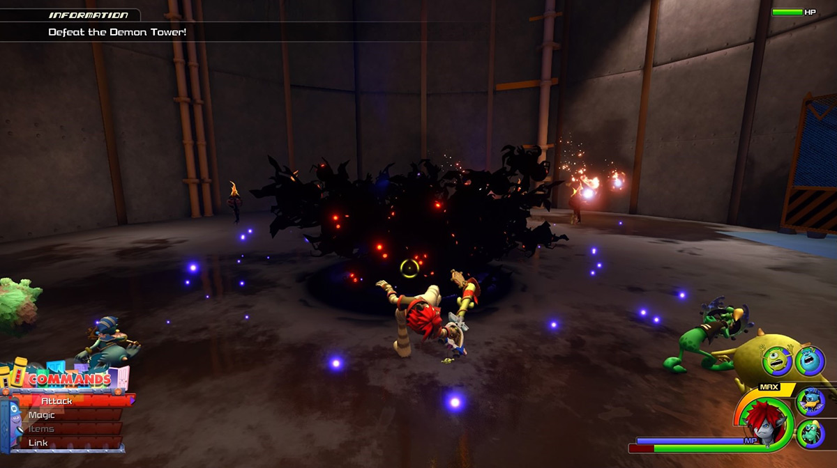 The Demon Tower attacks Sora by popping out of the ground / Kingdom Hearts 3