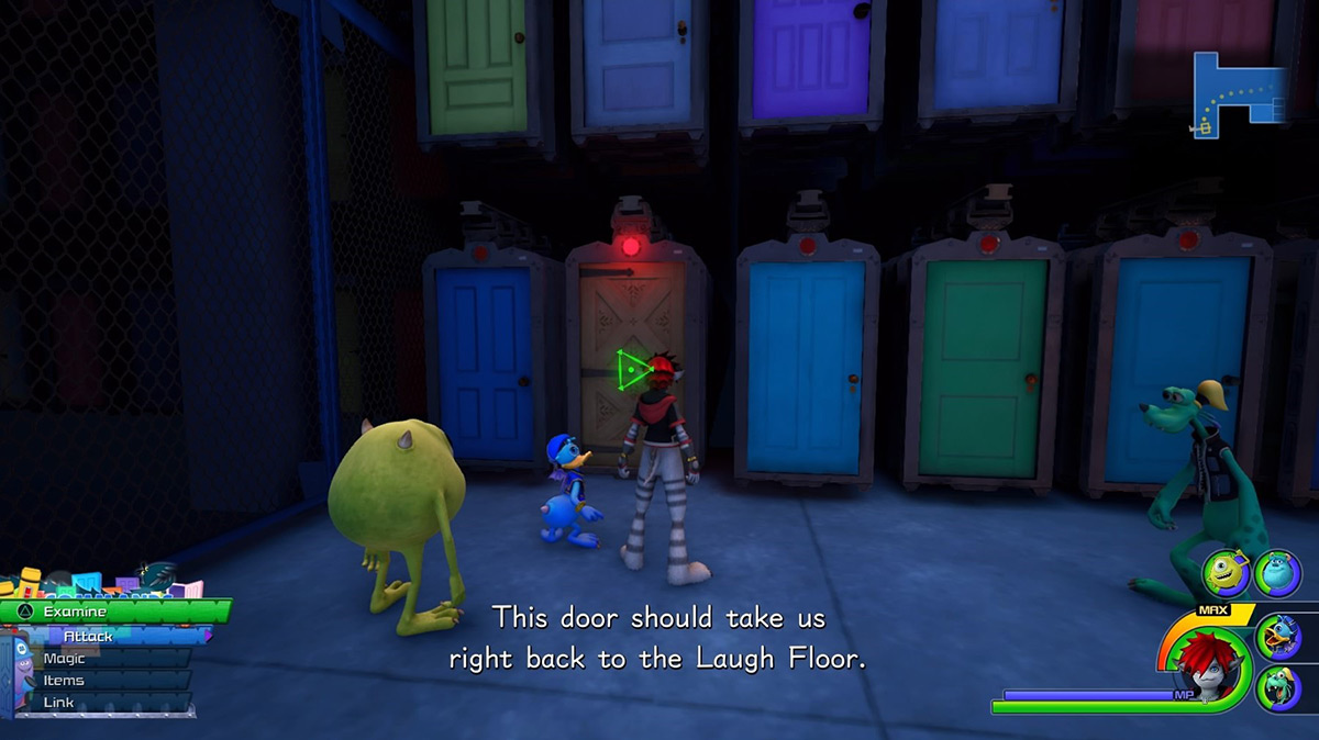 Enter the wooden door at southern end to reach the Upper level / Kingdom Hearts 3