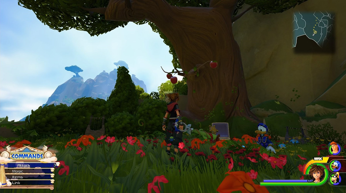 Examine the red fruit to obtain Apples randomly / Kingdom Hearts 3