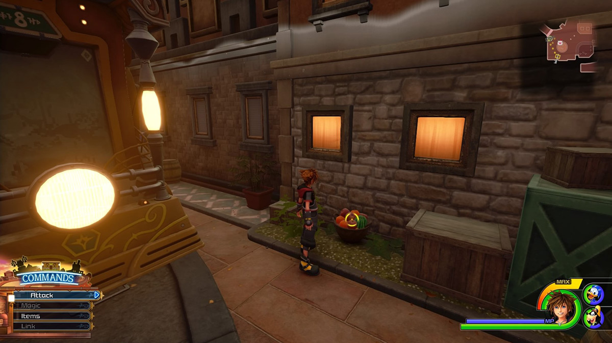 Fruit laden baskets will randomly drop Apples / Kingdom Hearts 3