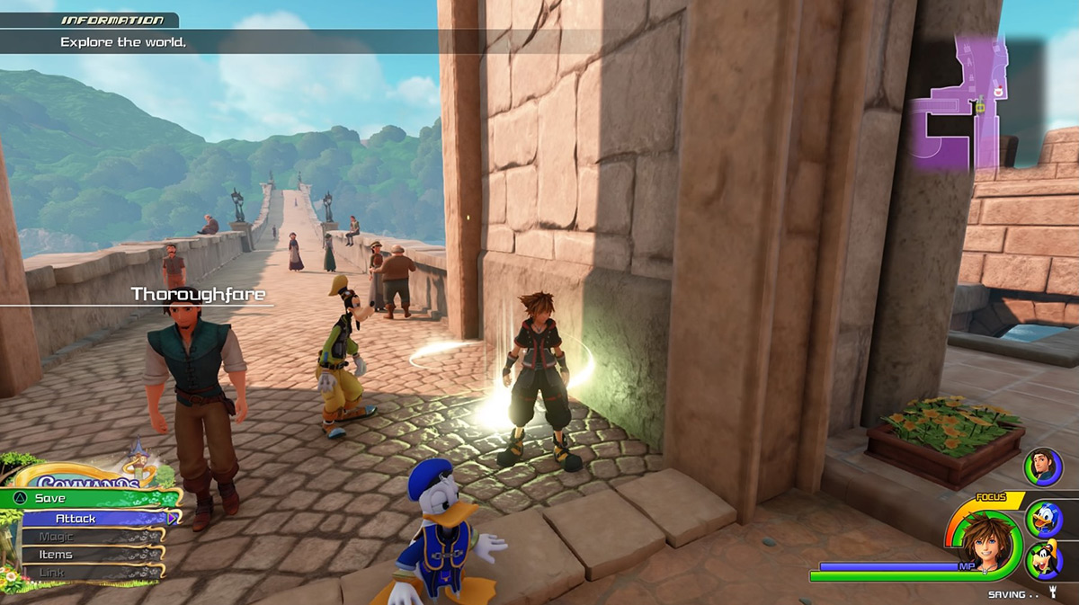 Head back over the bridge from the save point to reach the Shore / Kingdom Hearts 3