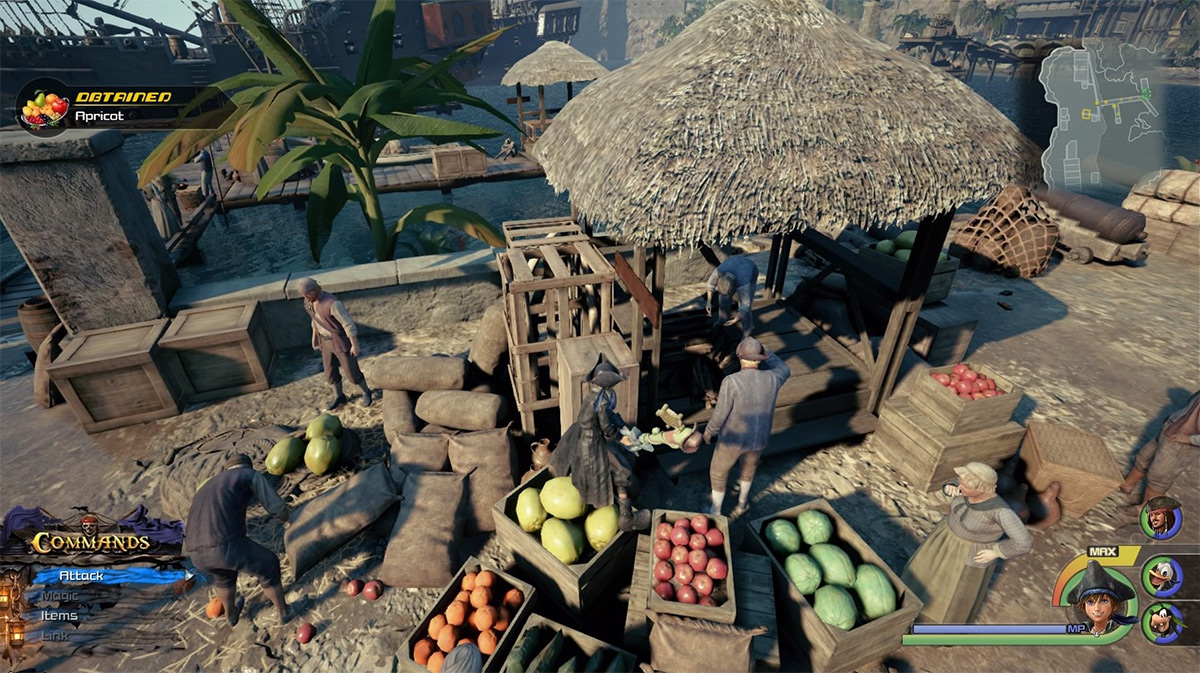 Find Apricot crates near the produce vendors / Kingdom Hearts 3