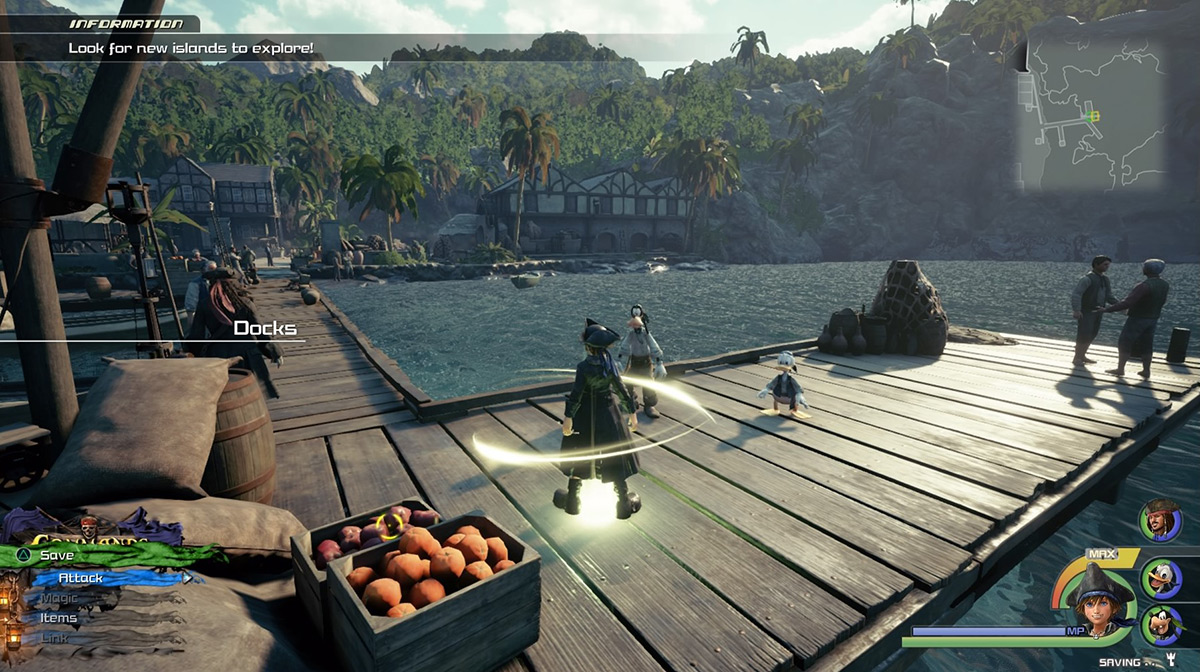 From the Docks save point, head for the western building to find Quail / Kingdom Hearts 3