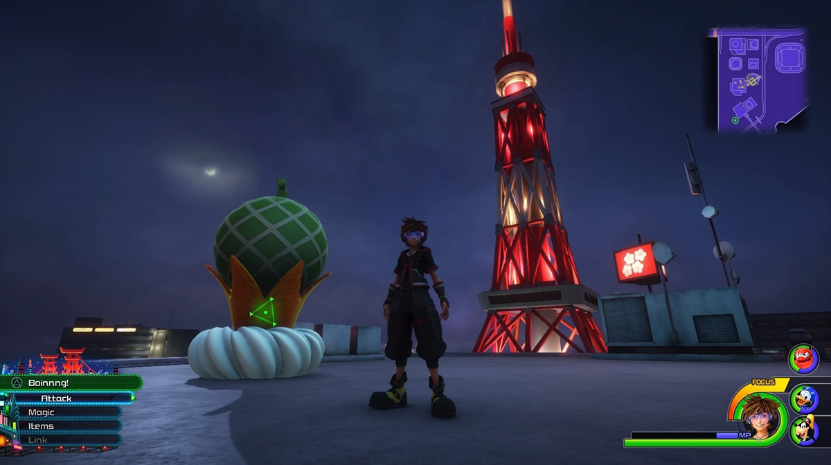 The Honeydew Flan’s on the rooftop next to the building with the red tower  / Kingdom Hearts 3