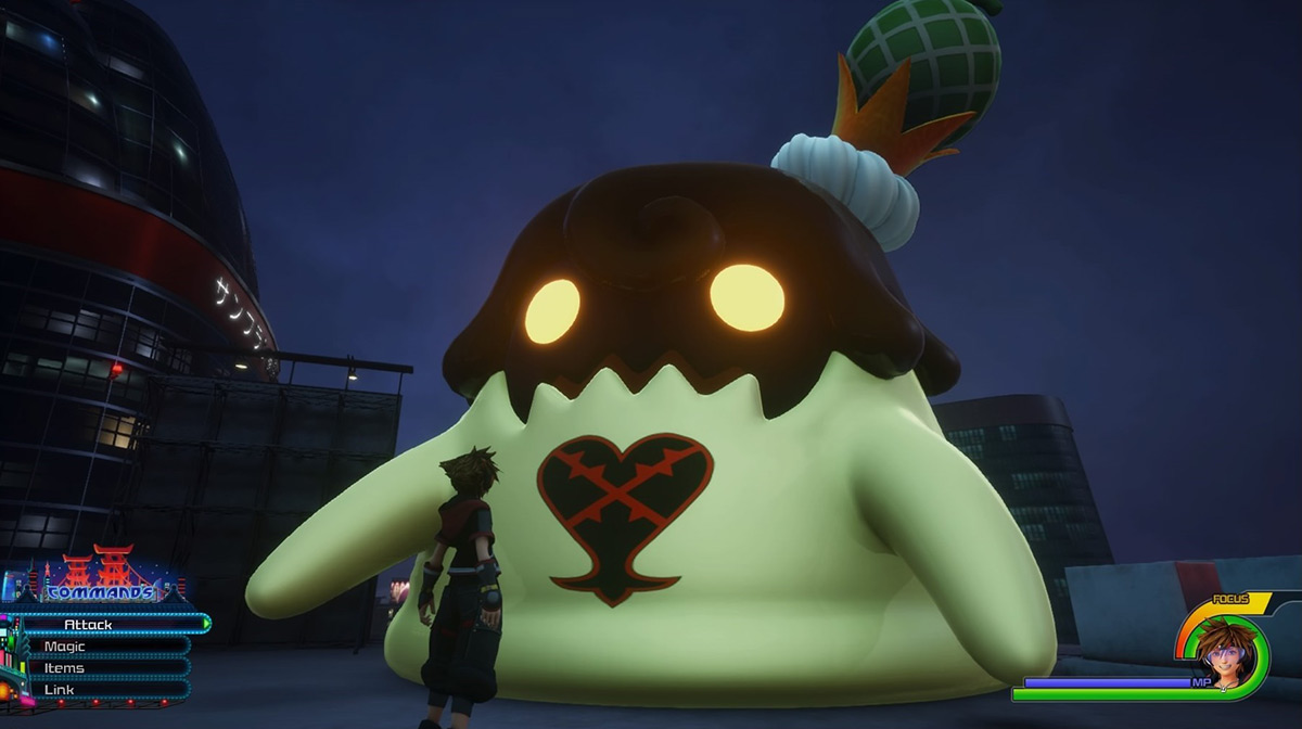 The Honeydew Flan emerges to challenge Sora / Kingdom Hearts 3