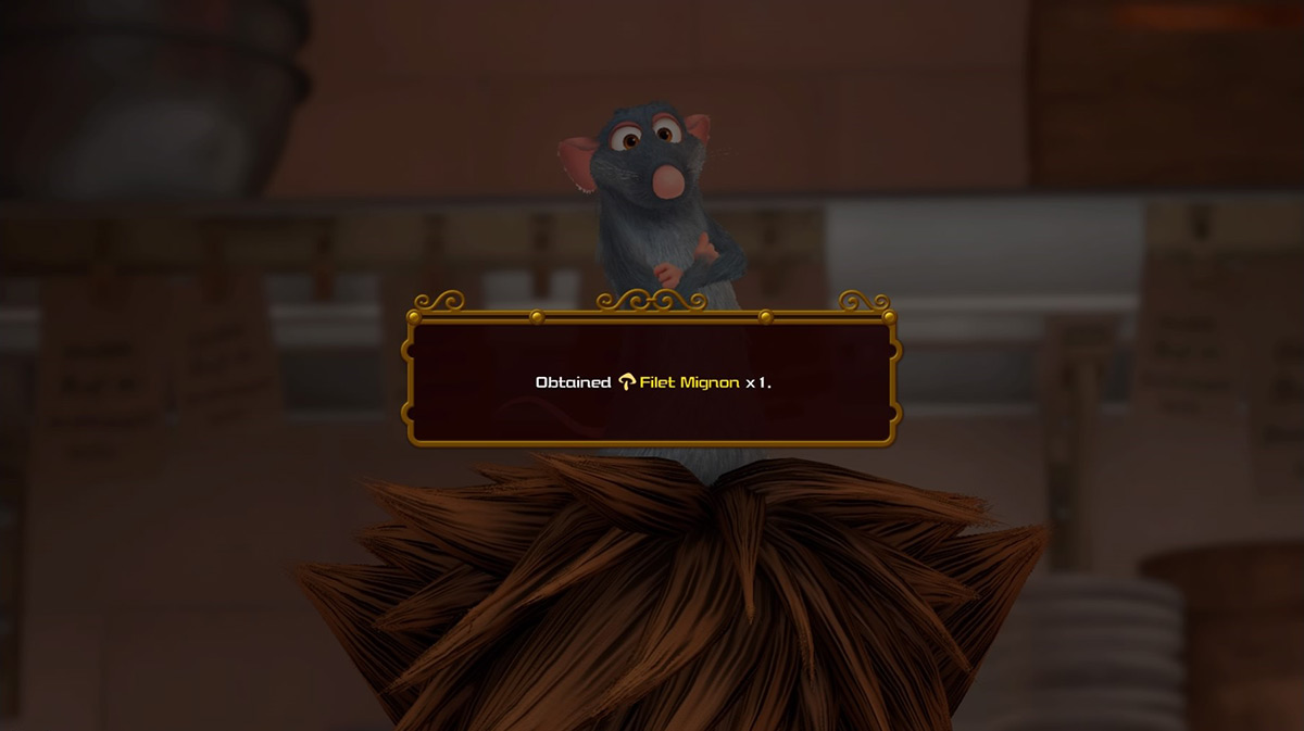 You can randomly get a Filet Mignon for creating a recipe successfully / Kingdom Hearts 3