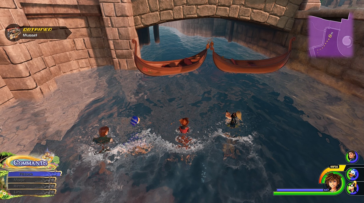 Check the bubbling spot near two boats for more Mussels / Kingdom Hearts 3