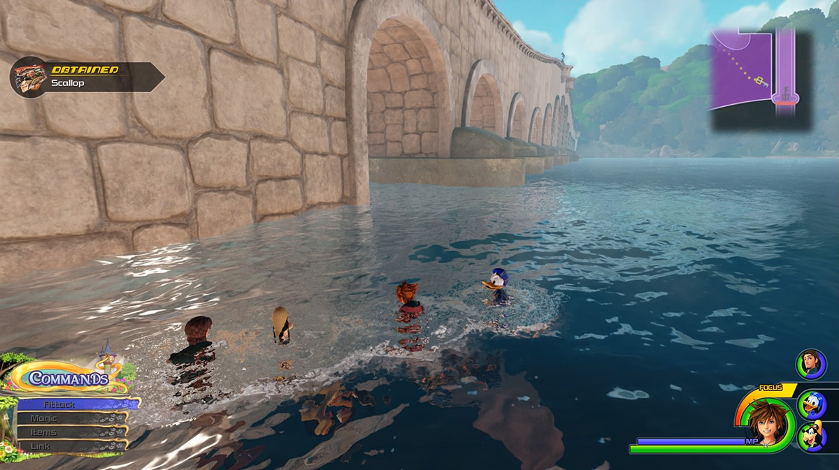 Find a Scallop bubbling spot in the far eastern part of the lake / Kingdom Hearts 3