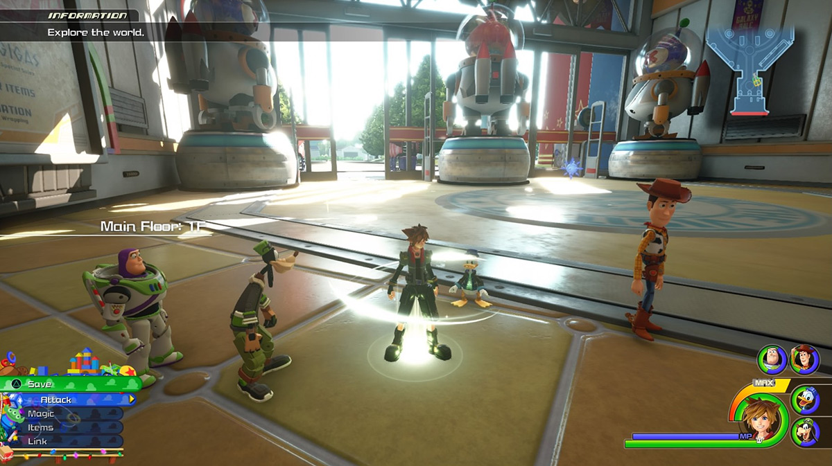 From the save point, head outside the main entrance to find a lunch box / Kingdom Hearts 3