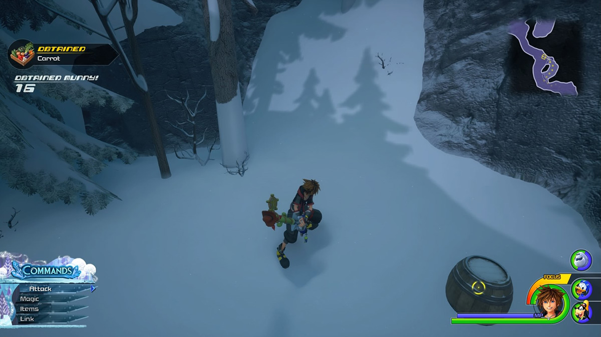 Obtain carrots from a yellow crate in the Valley of Ice / Kingdom Hearts 3