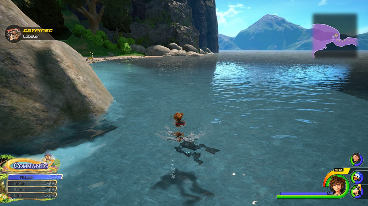 The lakeside in the Shore area has a bubbling spot that gives Lobsters / Kingdom Hearts 3