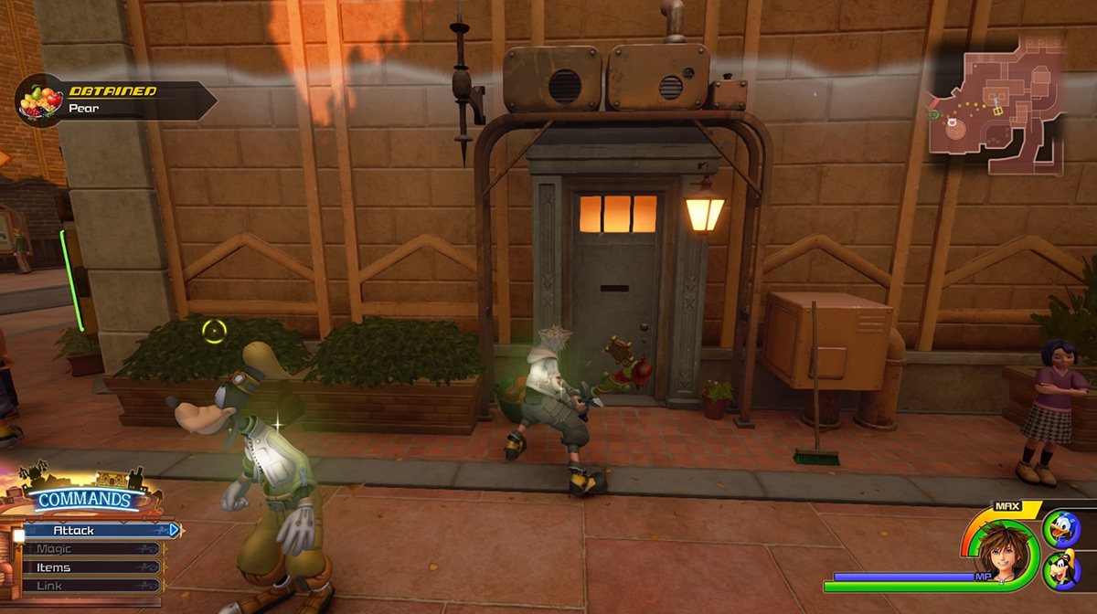 Check the doorstep of the building near the center of town for more Pears / Kingdom Hearts 3