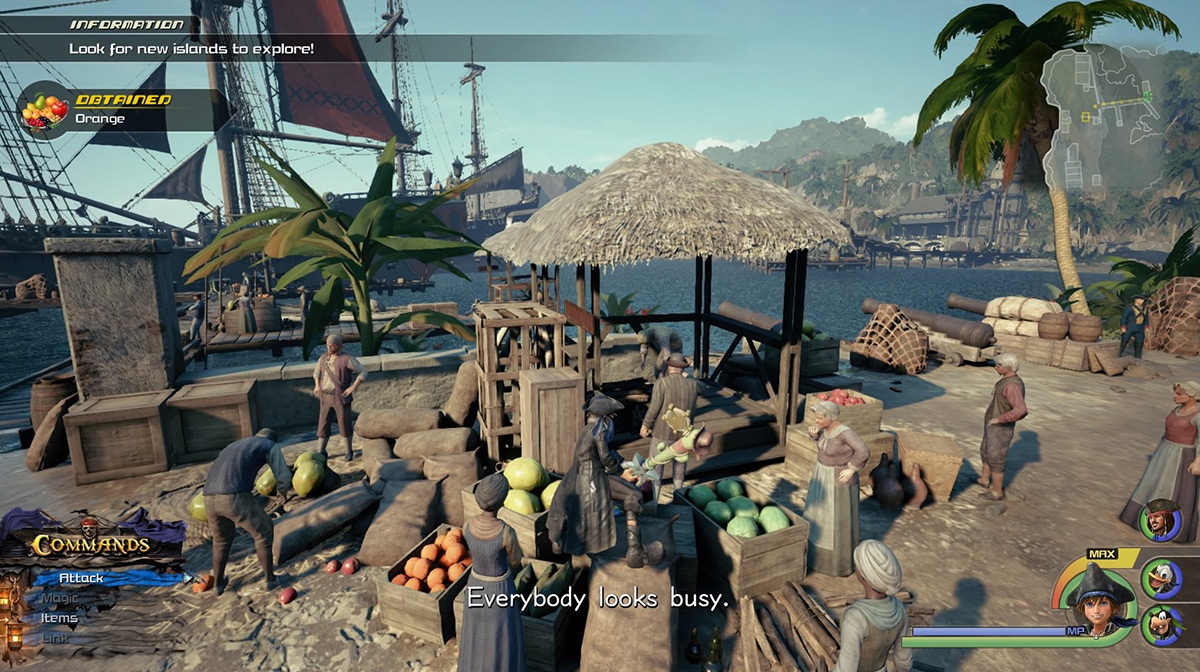 A crate at the pier entrance contains Oranges randomly / Kingdom Hearts 3