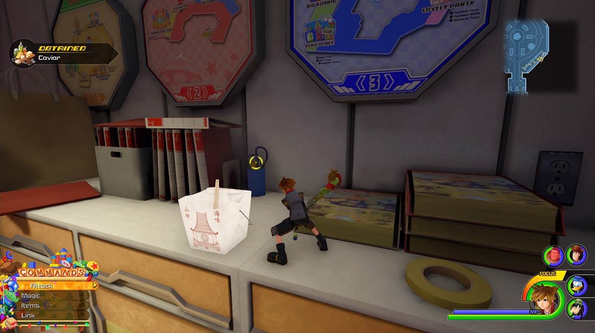 Find Caviar in the lunch box behind the counters on the first floor / Kingdom Hearts 3