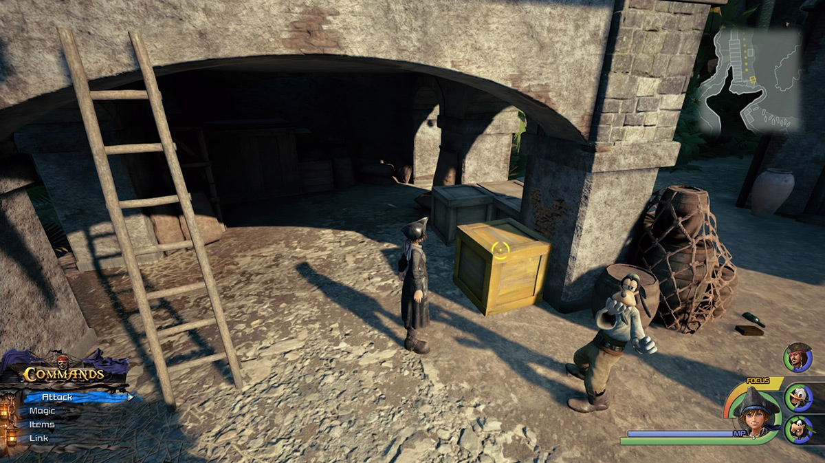 The yellow crate south of the Docks save point contains Filet Mignon / Kingdom Hearts 3