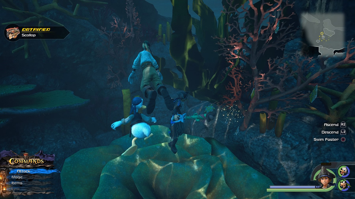 Search the reefs south of Sandbar Isle to find Scallops / Kingdom Hearts 3