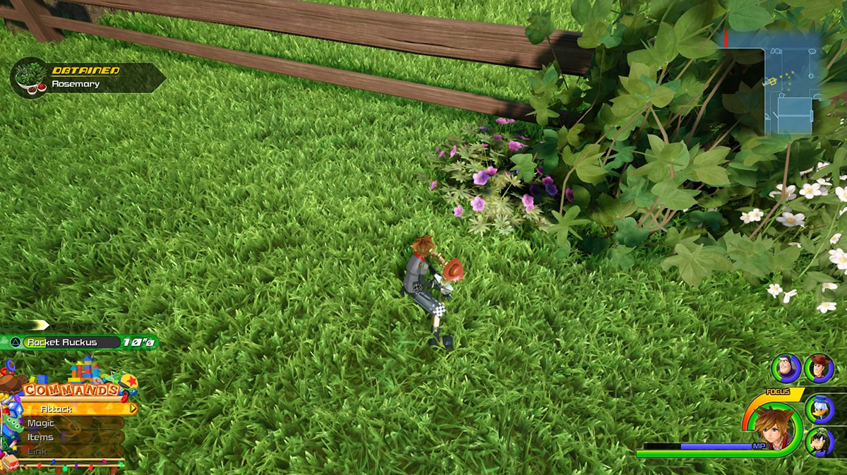 The western end of the yard also has a Rosemary herb spot / Kingdom Hearts 3