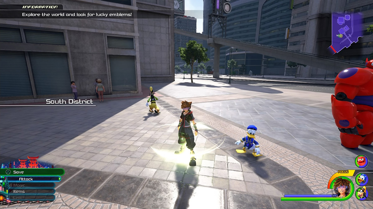 Head northeast from the South District save point to find the lunch box / Kingdom Hearts 3