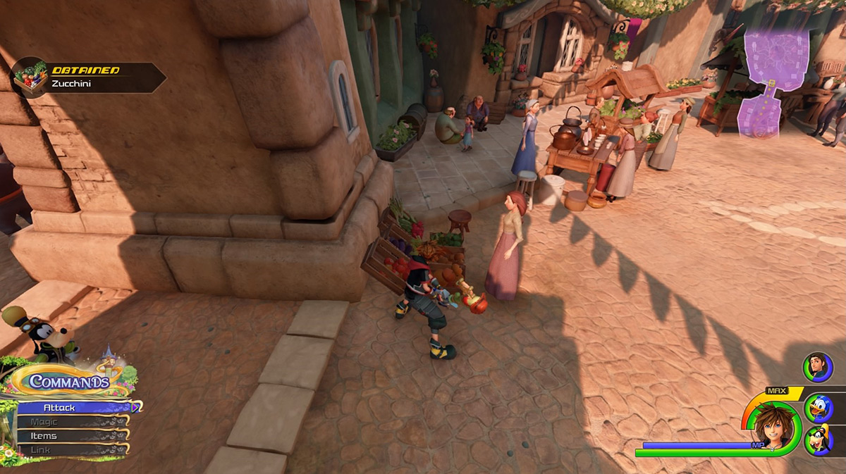 Hit the produce crates in the courtyard near the castle to get Zucchini / Kingdom Hearts 3