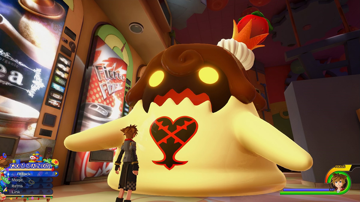 The Strawberry Flan greets Sora at the Rest Area / Kingdom Hearts 3