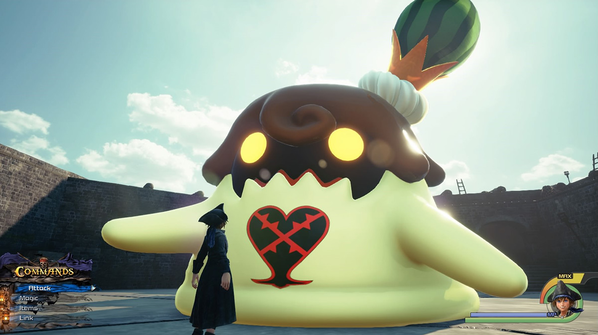 The Watermelon Flan appears in front of Sora / Kingdom Hearts 3