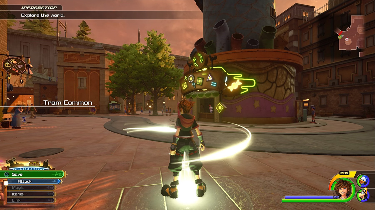 Sora reaches the Tram Common save point / Kingdom Hearts 3