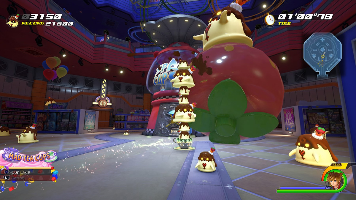 Watch out for flans rolling strawberries to break your tower / Kingdom Hearts 3